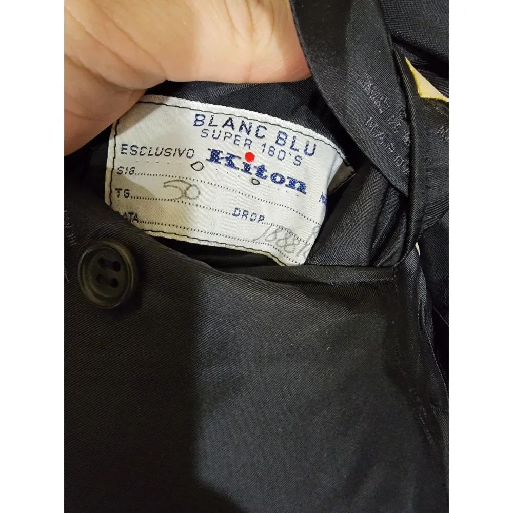 Kiton 14 Micron Super 180's Black Wool Suit Jacket Blazer Sport Coat - 50R